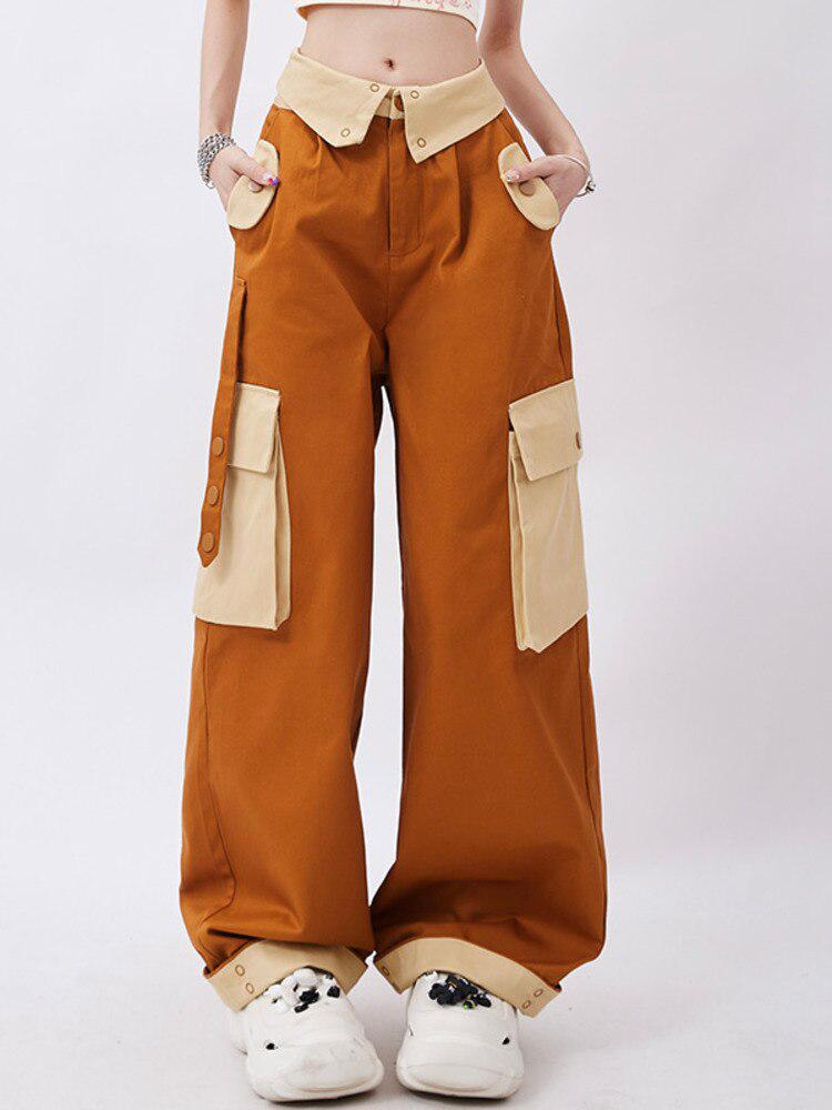 Stylish Work Outfits, Outfit Summer Ideas Orange Wide Leg Cargo Pants
