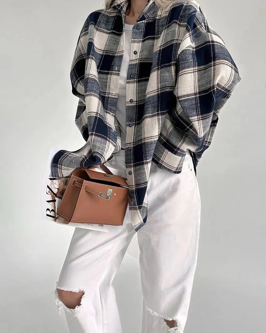 Stylish Work Outfits, Outfit Summer Ideas Oversize Plaid Shirt