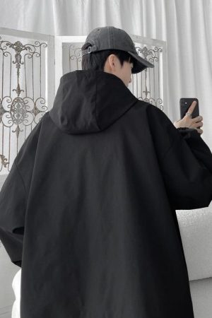 Stylish Work Outfits, Outfit Summer Ideas Oversized Windbreaker Hooded Jacket