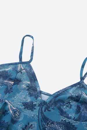 Stylish Work Outfits, Outfit Summer Ideas Paisley Mesh Crop Top