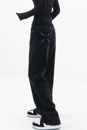 Stylish Work Outfits, Outfit Summer Ideas Patch Pocket Straight Leg Denim Jeans