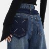 Stylish Work Outfits, Outfit Summer Ideas Patch Pocket Straight Leg Denim Jeans