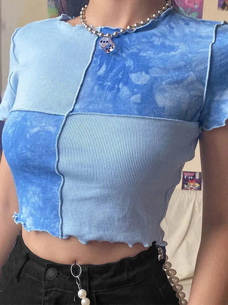 Stylish Work Outfits, Outfit Summer Ideas Patchwork Crop Top Stylish Work Outfits, Outfit Summer Ideas Patchwork Crop Top