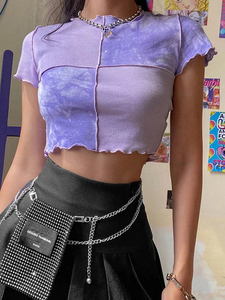Stylish Work Outfits, Outfit Summer Ideas Patchwork Crop Top