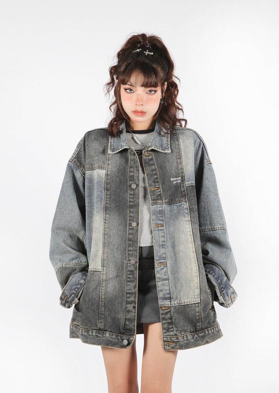 Stylish Work Outfits, Outfit Summer Ideas Patchwork Oversized Denim Jacket