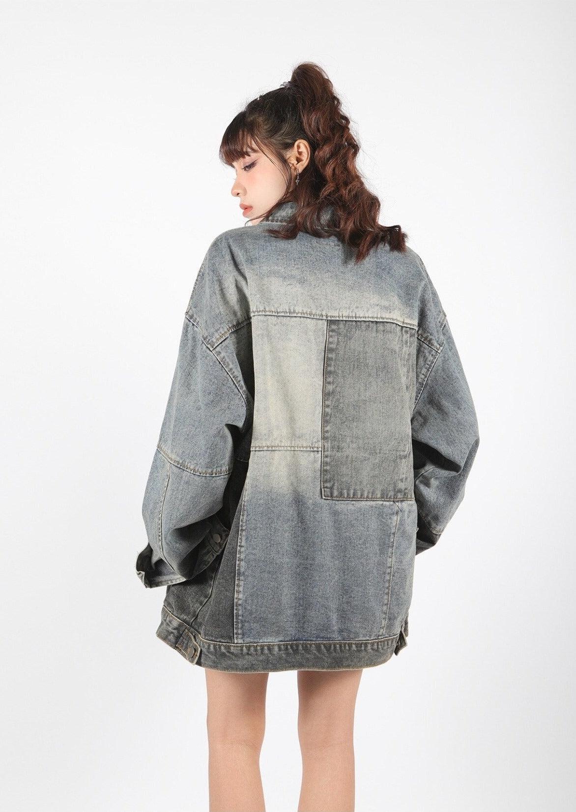 Stylish Work Outfits, Outfit Summer Ideas Patchwork Oversized Denim Jacket