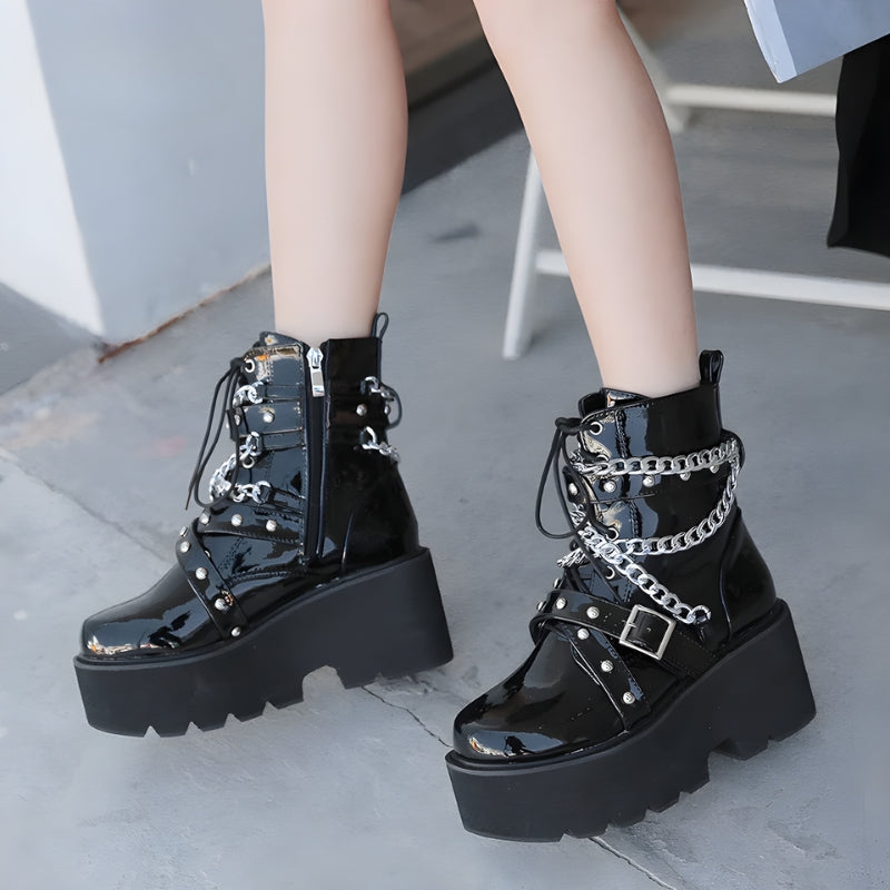 Stylish Work Outfits, Outfit Summer Ideas Patent Leather Boots