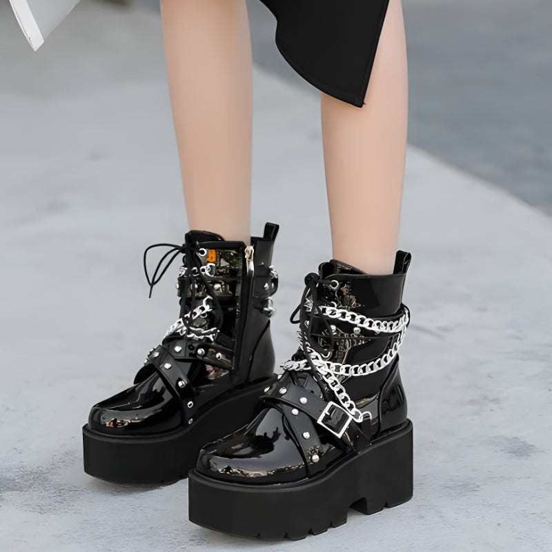 Stylish Work Outfits, Outfit Summer Ideas Patent Leather Boots