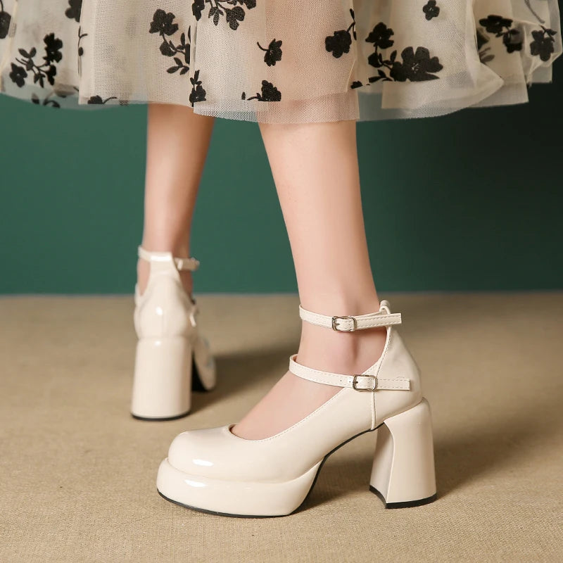 Stylish Work Outfits, Outfit Summer Ideas Patent Leather Mary Jane High Heels Stylish Work Outfits, Outfit Summer Ideas Patent Leather Mary Jane High Heels