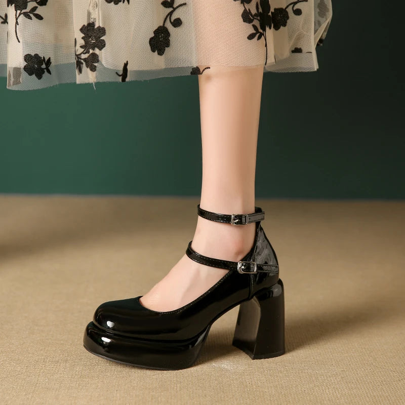 Stylish Work Outfits, Outfit Summer Ideas Patent Leather Mary Jane High Heels Stylish Work Outfits, Outfit Summer Ideas Patent Leather Mary Jane High Heels