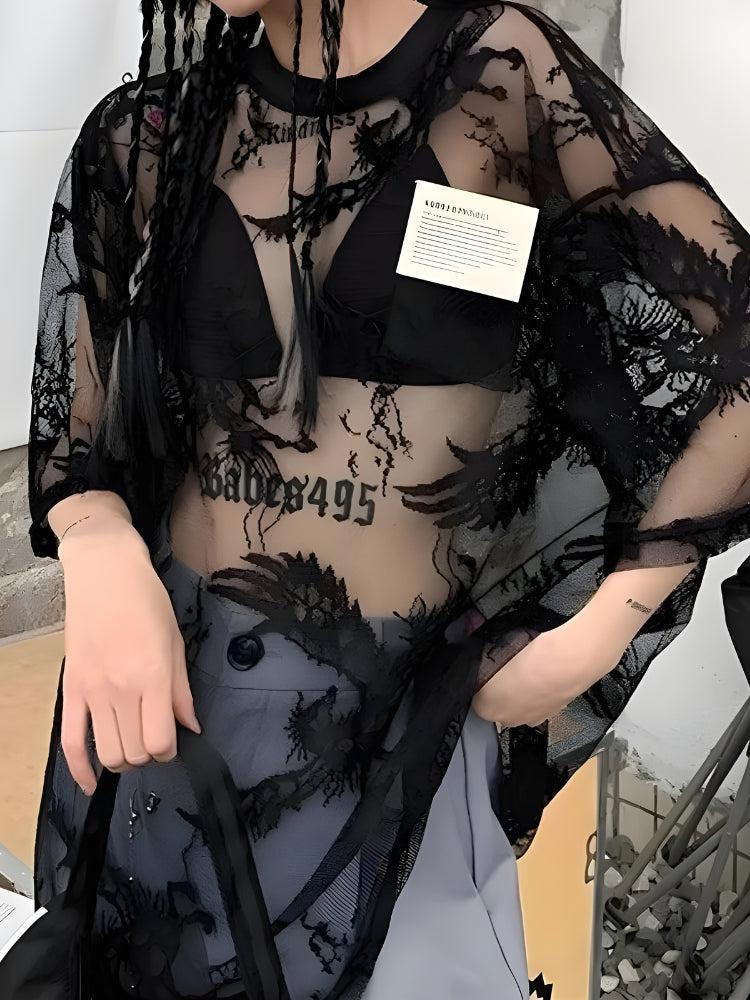 Stylish Work Outfits, Outfit Summer Ideas Pegasus Embroidered Sheer Top