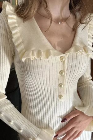 Stylish Work Outfits, Outfit Summer Ideas Peter Pan Collar Ribbed Midi Dress