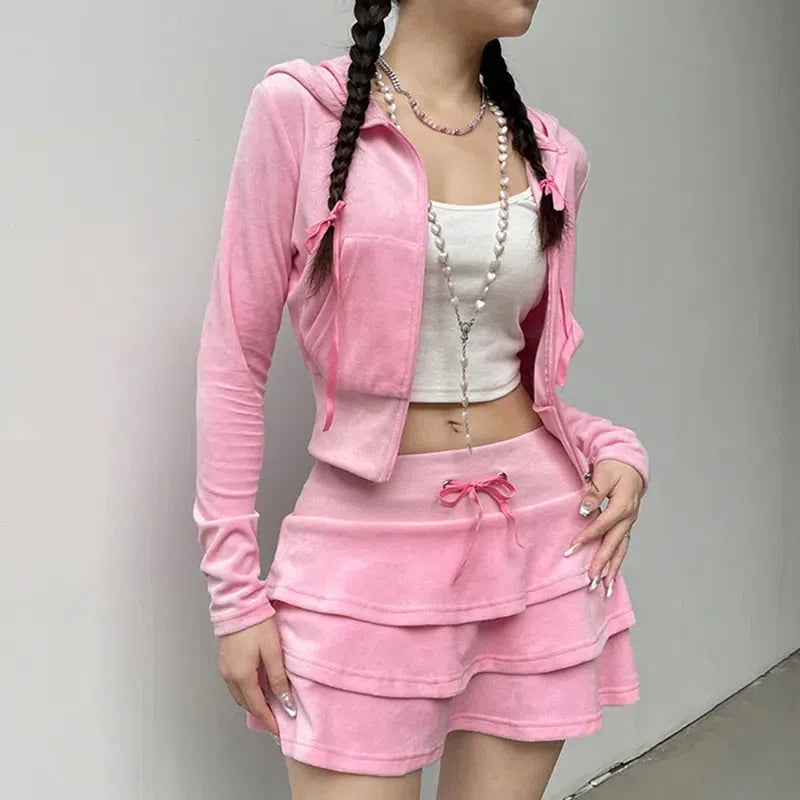 Stylish Work Outfits, Outfit Summer Ideas Pink Aesthetic Skirt & Hoodie Two Piece Set Stylish Work Outfits, Outfit Summer Ideas Pink Aesthetic Skirt & Hoodie Two Piece Set