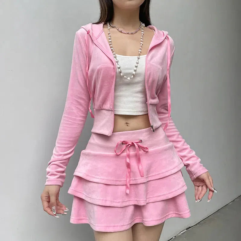 Stylish Work Outfits, Outfit Summer Ideas Pink Aesthetic Skirt & Hoodie Two Piece Set Stylish Work Outfits, Outfit Summer Ideas Pink Aesthetic Skirt & Hoodie Two Piece Set