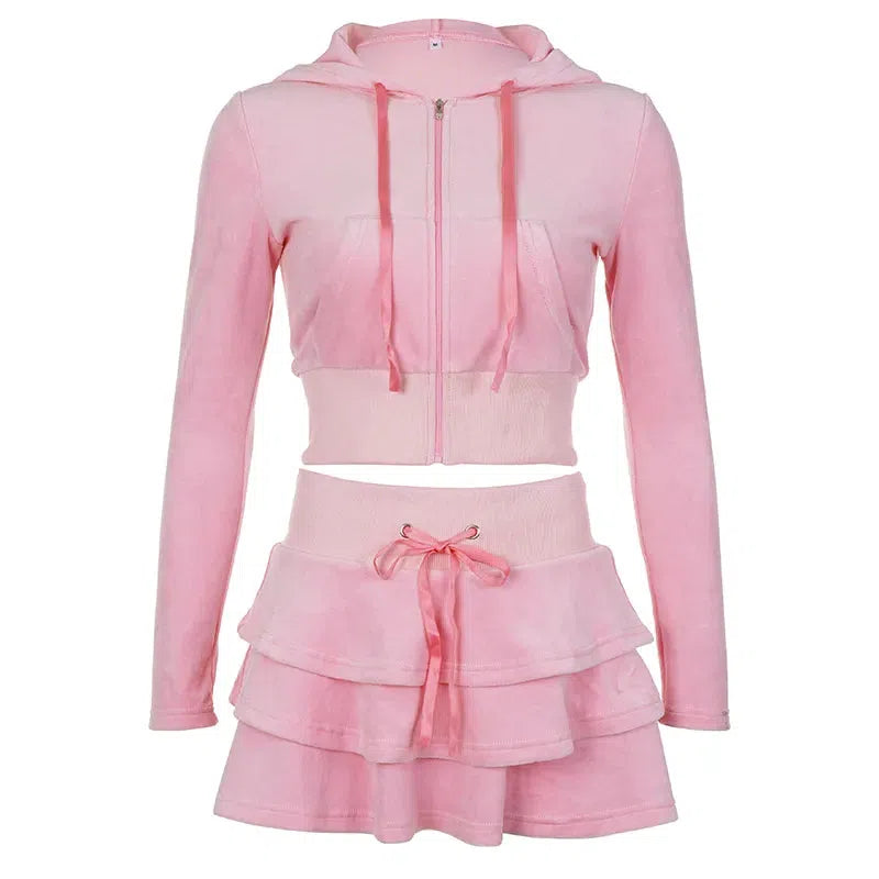 Stylish Work Outfits, Outfit Summer Ideas Pink Aesthetic Skirt & Hoodie Two Piece Set Stylish Work Outfits, Outfit Summer Ideas Pink Aesthetic Skirt & Hoodie Two Piece Set