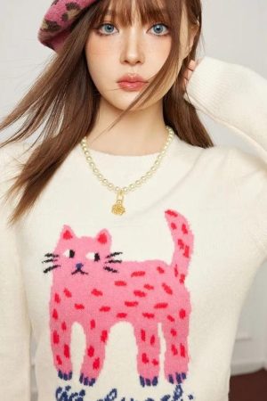 Stylish Work Outfits, Outfit Summer Ideas Pink Cat Sweater
