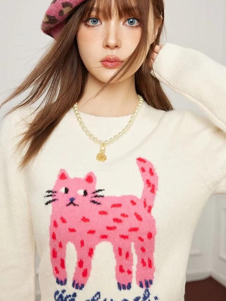 Stylish Work Outfits, Outfit Summer Ideas Pink Cat Sweater Stylish Work Outfits, Outfit Summer Ideas Pink Cat Sweater