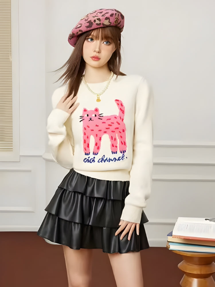 Stylish Work Outfits, Outfit Summer Ideas Pink Cat Sweater Stylish Work Outfits, Outfit Summer Ideas Pink Cat Sweater
