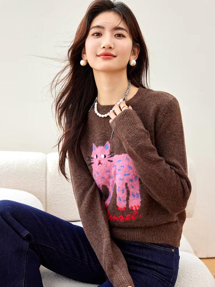 Stylish Work Outfits, Outfit Summer Ideas Pink Cat Sweater Stylish Work Outfits, Outfit Summer Ideas Pink Cat Sweater