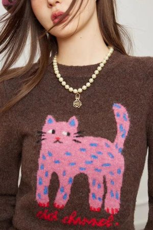 Stylish Work Outfits, Outfit Summer Ideas Pink Cat Sweater