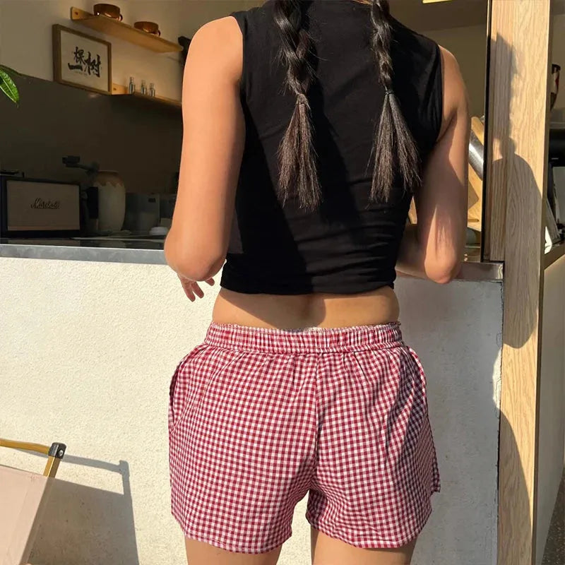 Stylish Work Outfits, Outfit Summer Ideas Plaid Boxer Shorts Stylish Work Outfits, Outfit Summer Ideas Plaid Boxer Shorts