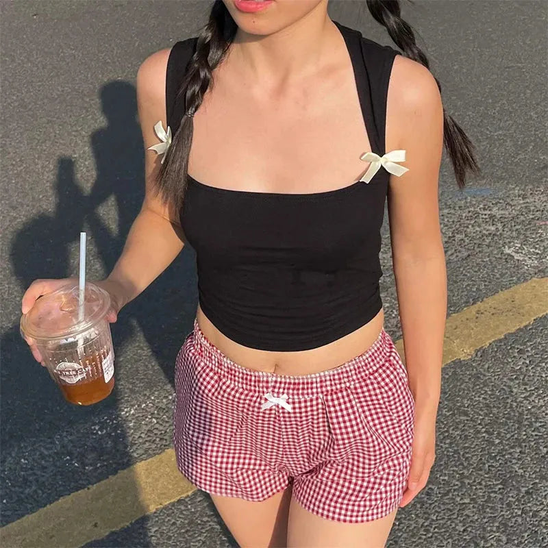 Stylish Work Outfits, Outfit Summer Ideas Plaid Boxer Shorts Stylish Work Outfits, Outfit Summer Ideas Plaid Boxer Shorts