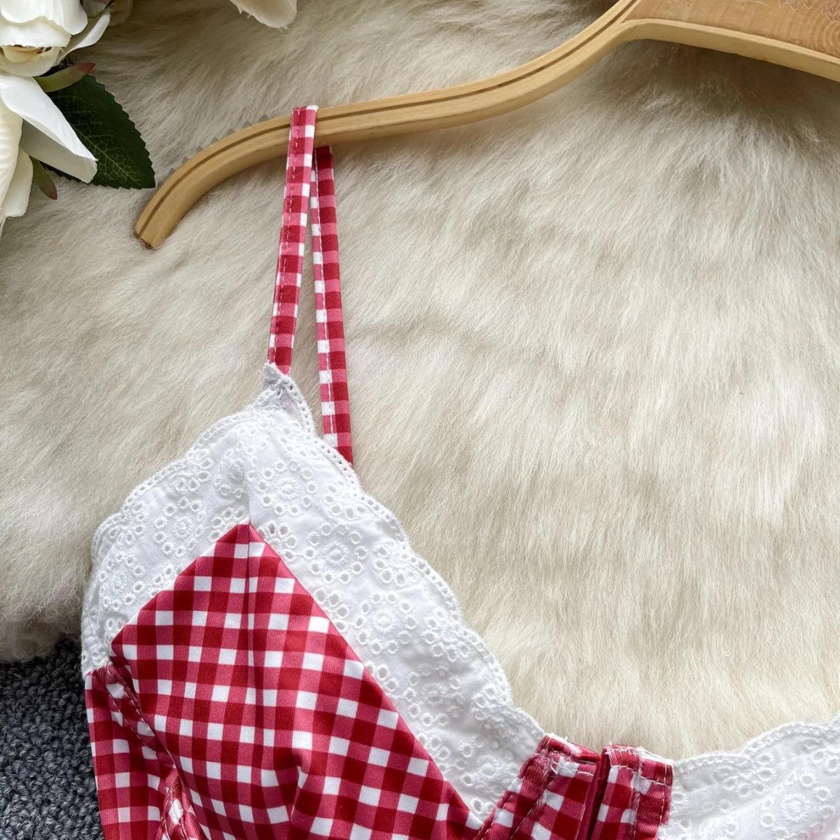Stylish Work Outfits, Outfit Summer Ideas Plaid Bustier Crop Top Stylish Work Outfits, Outfit Summer Ideas Plaid Bustier Crop Top