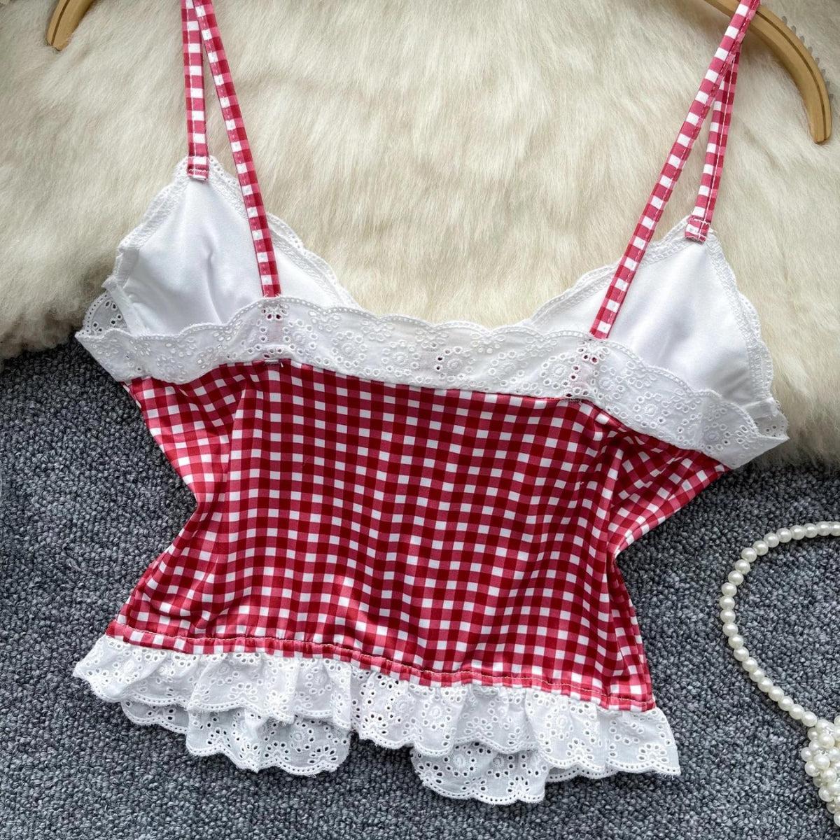 Stylish Work Outfits, Outfit Summer Ideas Plaid Bustier Crop Top Stylish Work Outfits, Outfit Summer Ideas Plaid Bustier Crop Top