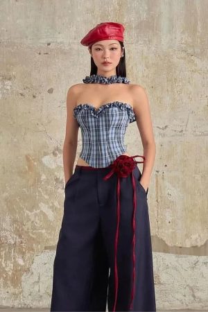 Stylish Work Outfits, Outfit Summer Ideas Plaid Corset Top