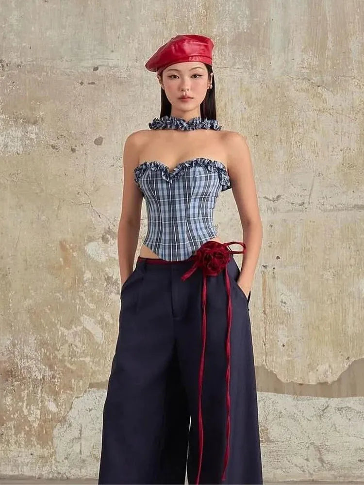 Stylish Work Outfits, Outfit Summer Ideas Plaid Corset Top Stylish Work Outfits, Outfit Summer Ideas Plaid Corset Top