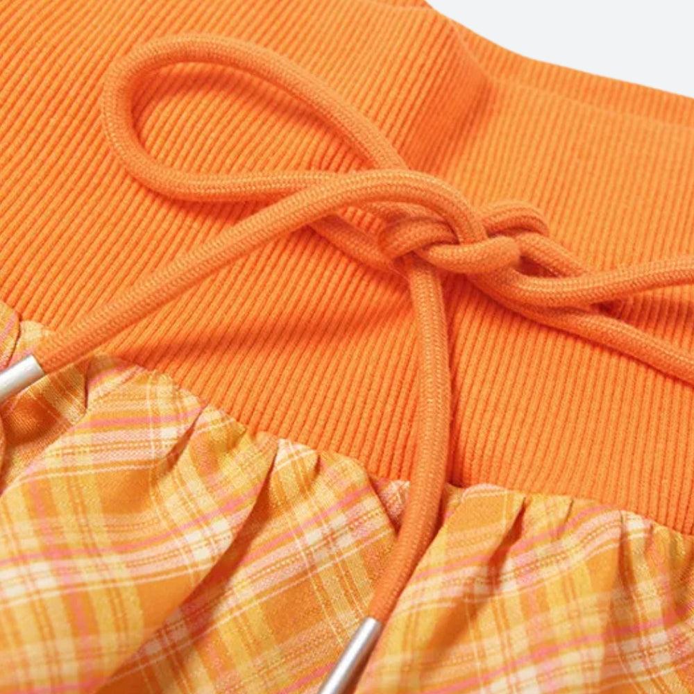 Stylish Work Outfits, Outfit Summer Ideas Plaid Drawstring Bubble Mini Skirt Stylish Work Outfits, Outfit Summer Ideas Plaid Drawstring Bubble Mini Skirt