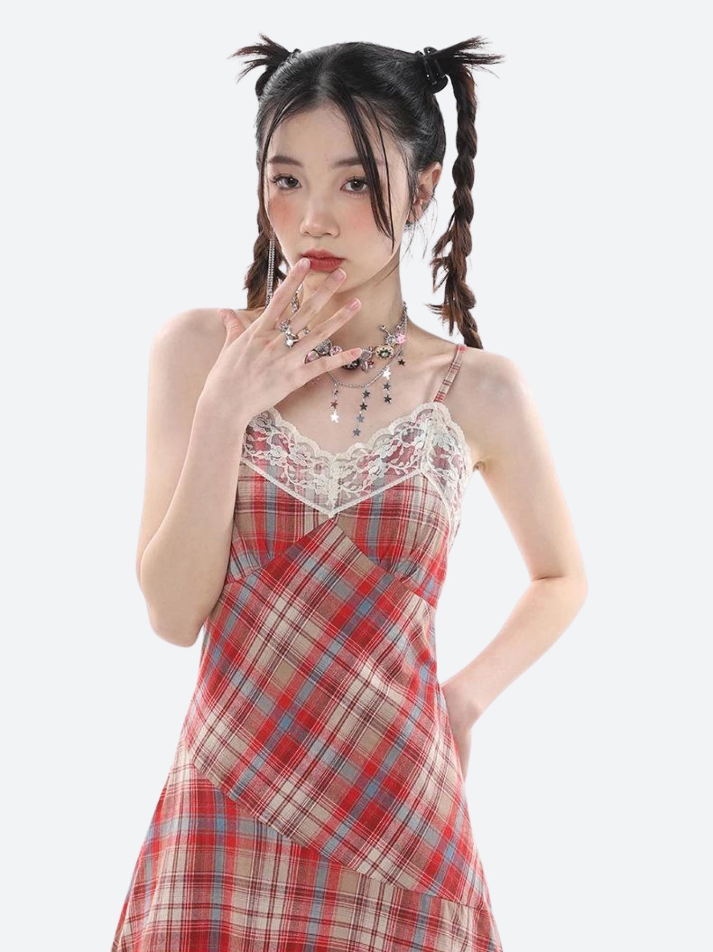 Stylish Work Outfits, Outfit Summer Ideas Plaid Lace Midi Dress Stylish Work Outfits, Outfit Summer Ideas Plaid Lace Midi Dress