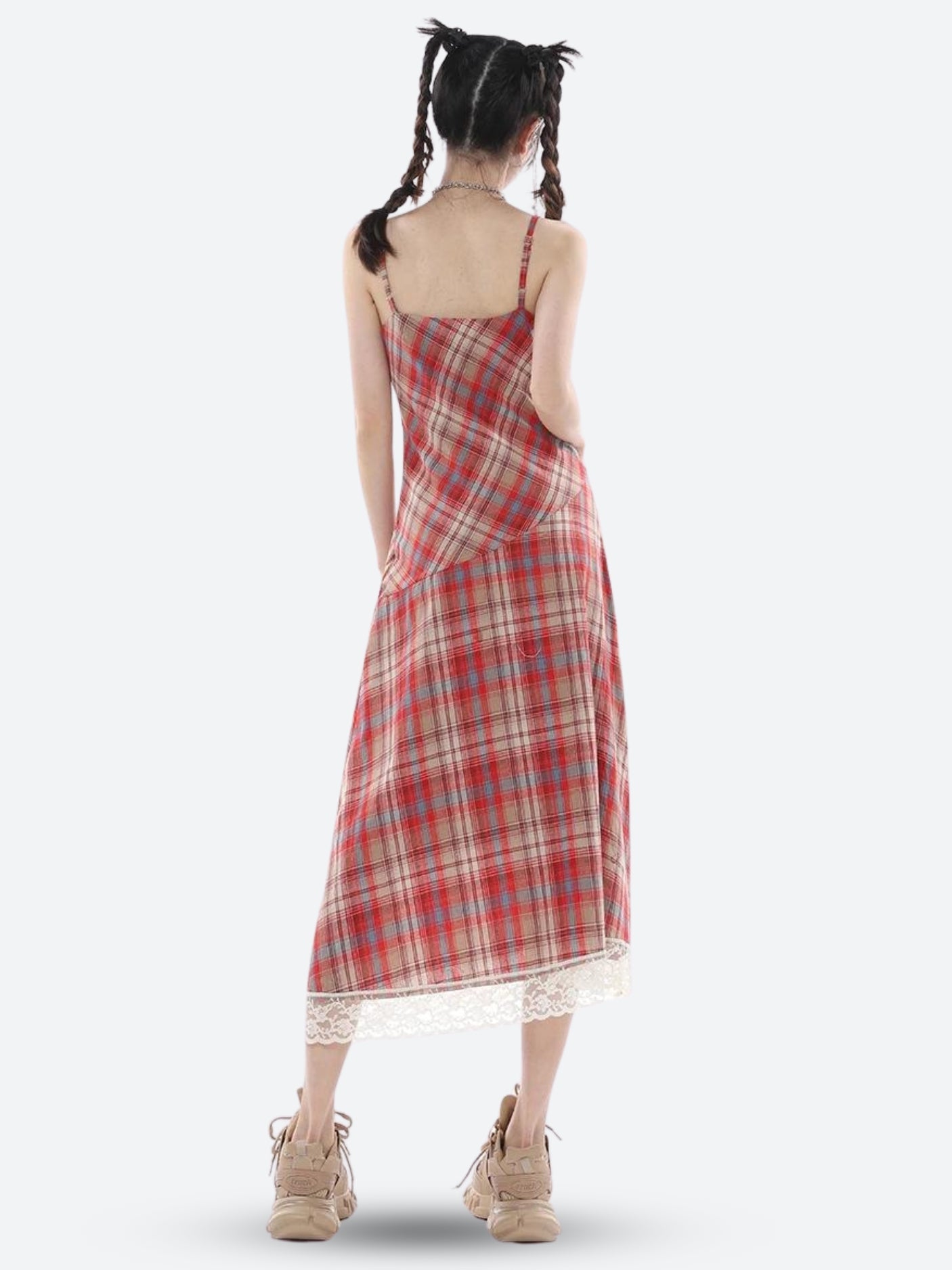 Stylish Work Outfits, Outfit Summer Ideas Plaid Lace Midi Dress Stylish Work Outfits, Outfit Summer Ideas Plaid Lace Midi Dress