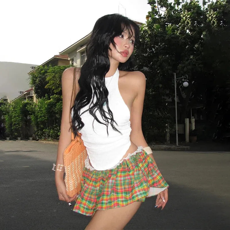 Stylish Work Outfits, Outfit Summer Ideas Plaid Mini Skort