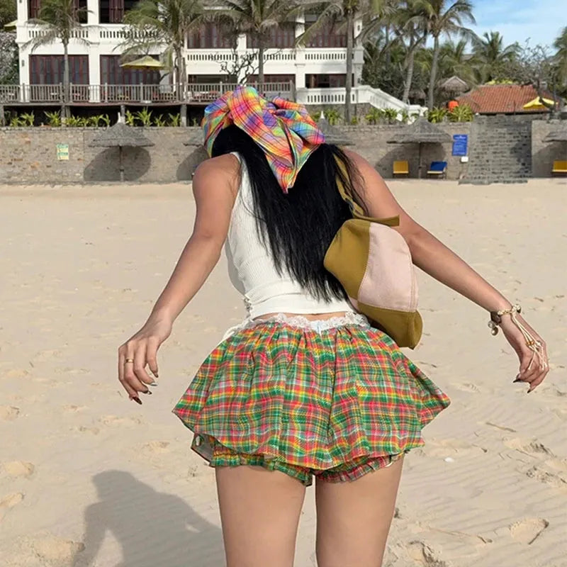 Stylish Work Outfits, Outfit Summer Ideas Plaid Mini Skort Stylish Work Outfits, Outfit Summer Ideas Plaid Mini Skort