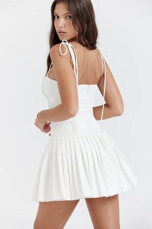 Stylish Work Outfits, Outfit Summer Ideas Pleated Corset Mini Dress