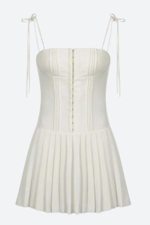 Stylish Work Outfits, Outfit Summer Ideas Pleated Corset Mini Dress