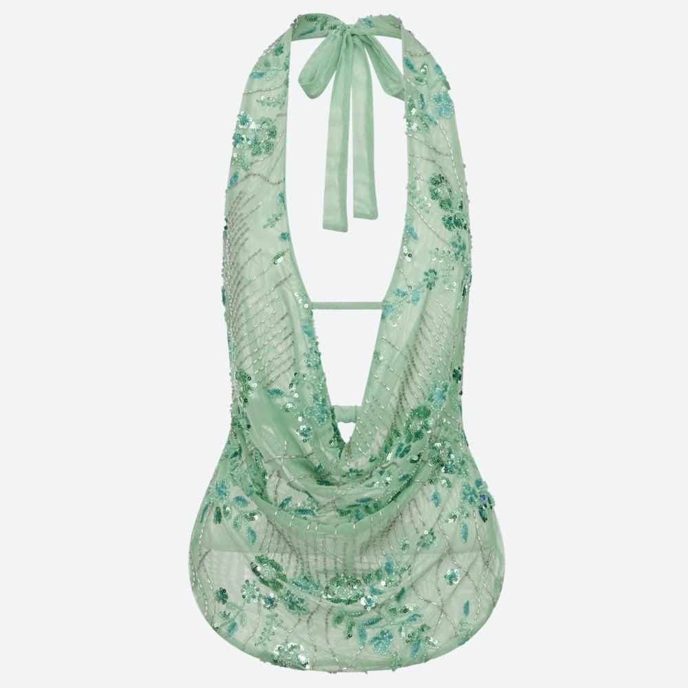 Stylish Work Outfits, Outfit Summer Ideas Plunge Neck Sequined Beaded Top Stylish Work Outfits, Outfit Summer Ideas Plunge Neck Sequined Beaded Top