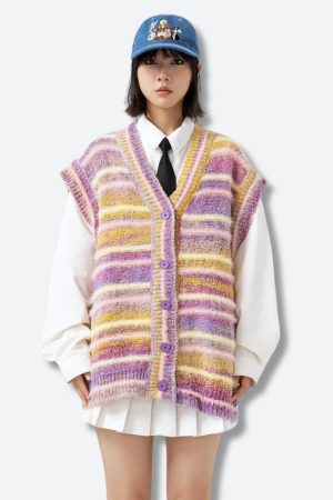 Stylish Work Outfits, Outfit Summer Ideas Plush Knitted Cardigan Vest