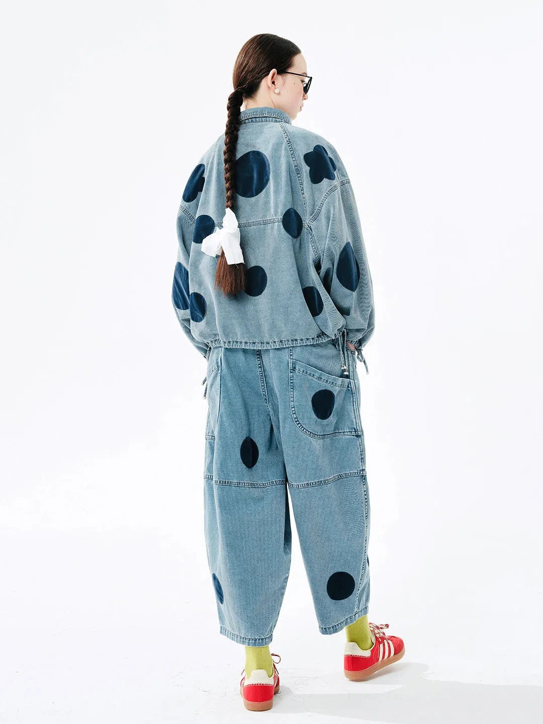 Stylish Work Outfits, Outfit Summer Ideas Polka Dot Button Up Denim Jacket