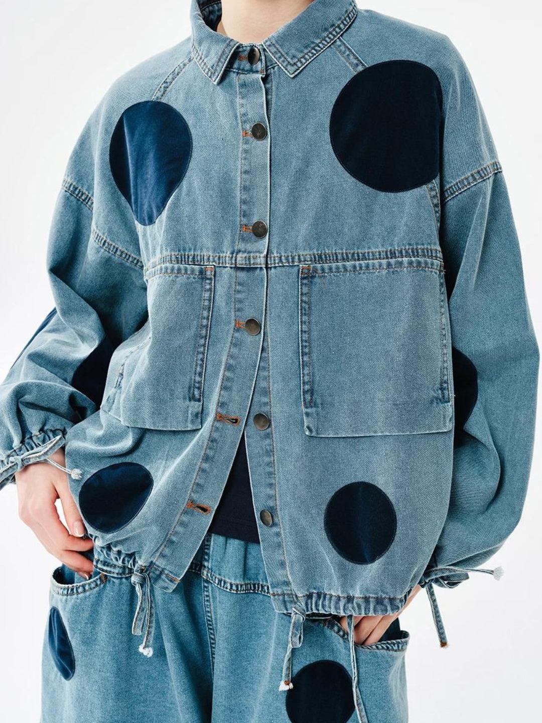 Stylish Work Outfits, Outfit Summer Ideas Polka Dot Button Up Denim Jacket Stylish Work Outfits, Outfit Summer Ideas Polka Dot Button Up Denim Jacket