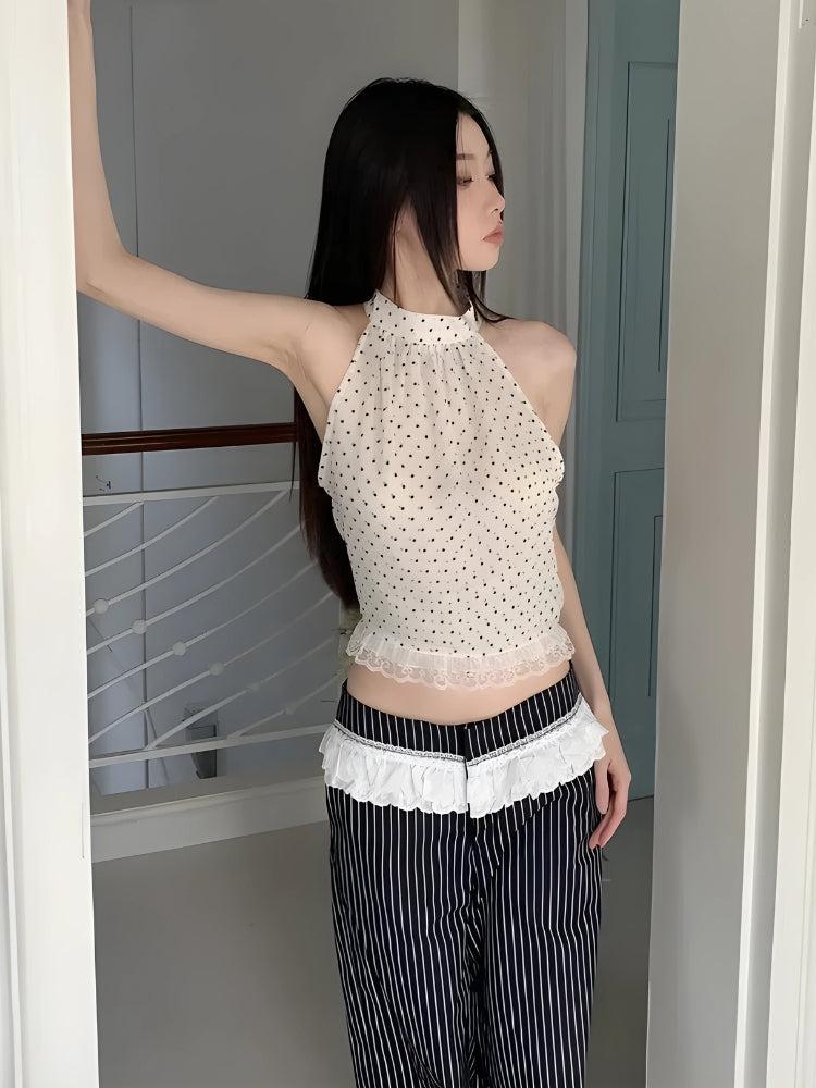 Stylish Work Outfits, Outfit Summer Ideas Polka Dot Halter Top Stylish Work Outfits, Outfit Summer Ideas Polka Dot Halter Top