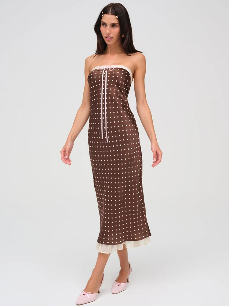 Stylish Work Outfits, Outfit Summer Ideas Polka Dot Midi Dress Stylish Work Outfits, Outfit Summer Ideas Polka Dot Midi Dress