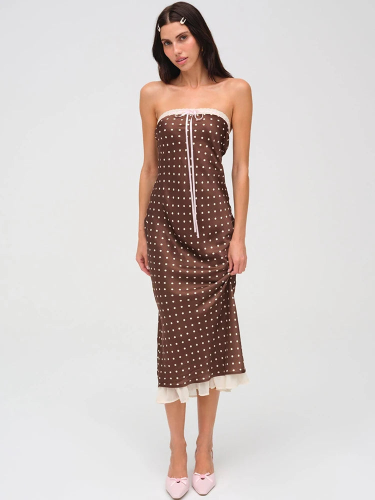Stylish Work Outfits, Outfit Summer Ideas Polka Dot Midi Dress