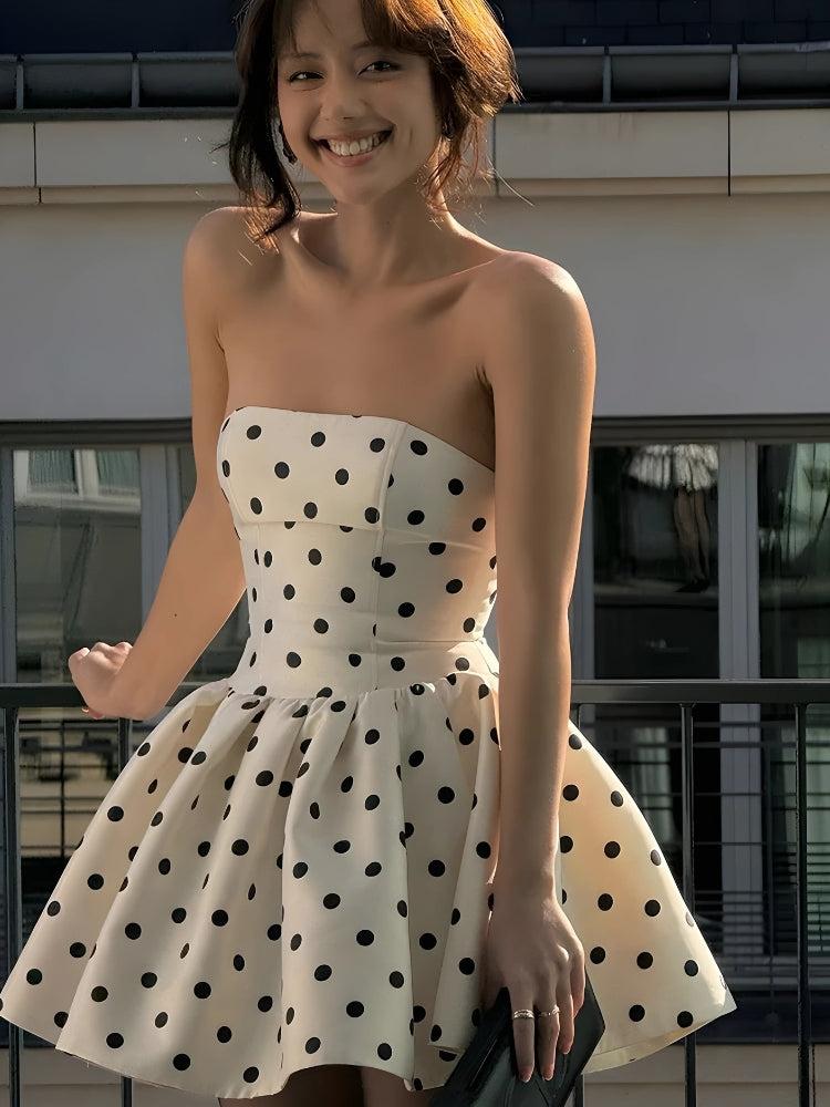 Stylish Work Outfits, Outfit Summer Ideas Polka Dot Preppy Mini Dress Stylish Work Outfits, Outfit Summer Ideas Polka Dot Preppy Mini Dress