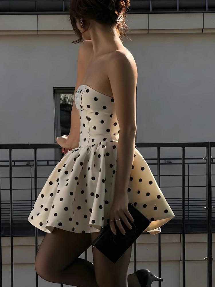 Stylish Work Outfits, Outfit Summer Ideas Polka Dot Preppy Mini Dress Stylish Work Outfits, Outfit Summer Ideas Polka Dot Preppy Mini Dress