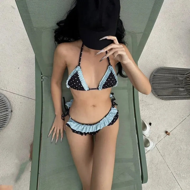 Stylish Work Outfits, Outfit Summer Ideas Polka Dot Ruffled Bikini Set Stylish Work Outfits, Outfit Summer Ideas Polka Dot Ruffled Bikini Set