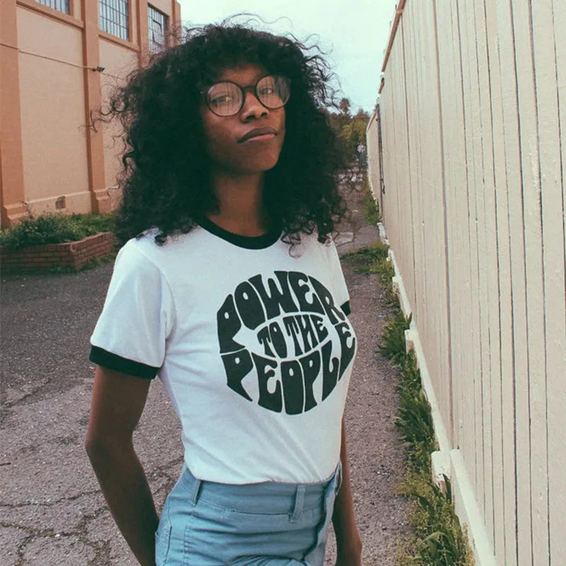 Stylish Work Outfits, Outfit Summer Ideas Power to the People Ringer Tee