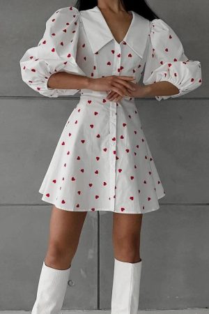 Stylish Work Outfits, Outfit Summer Ideas Puff Sleeve Mini Dress
