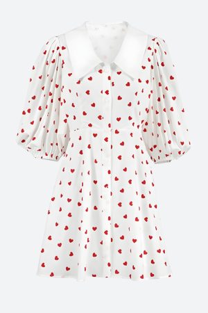 Stylish Work Outfits, Outfit Summer Ideas Puff Sleeve Mini Dress